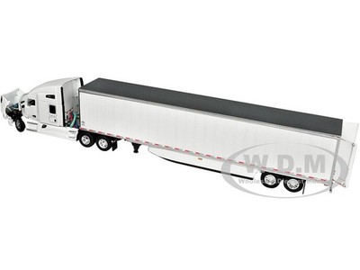 KENWORTH T680 W/SLEEPER & TRAILER WHITE 1/64 DIECAST BY DCP/FIRST