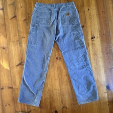 Carhartt B11 PTB 34x33 Vintage Faded Grey Carpenter Pants Workwear