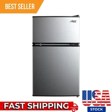 Arctic King 3.2 Cu ft Two Door Mini Fridge with Freezer, Stainless Steel, E-Star