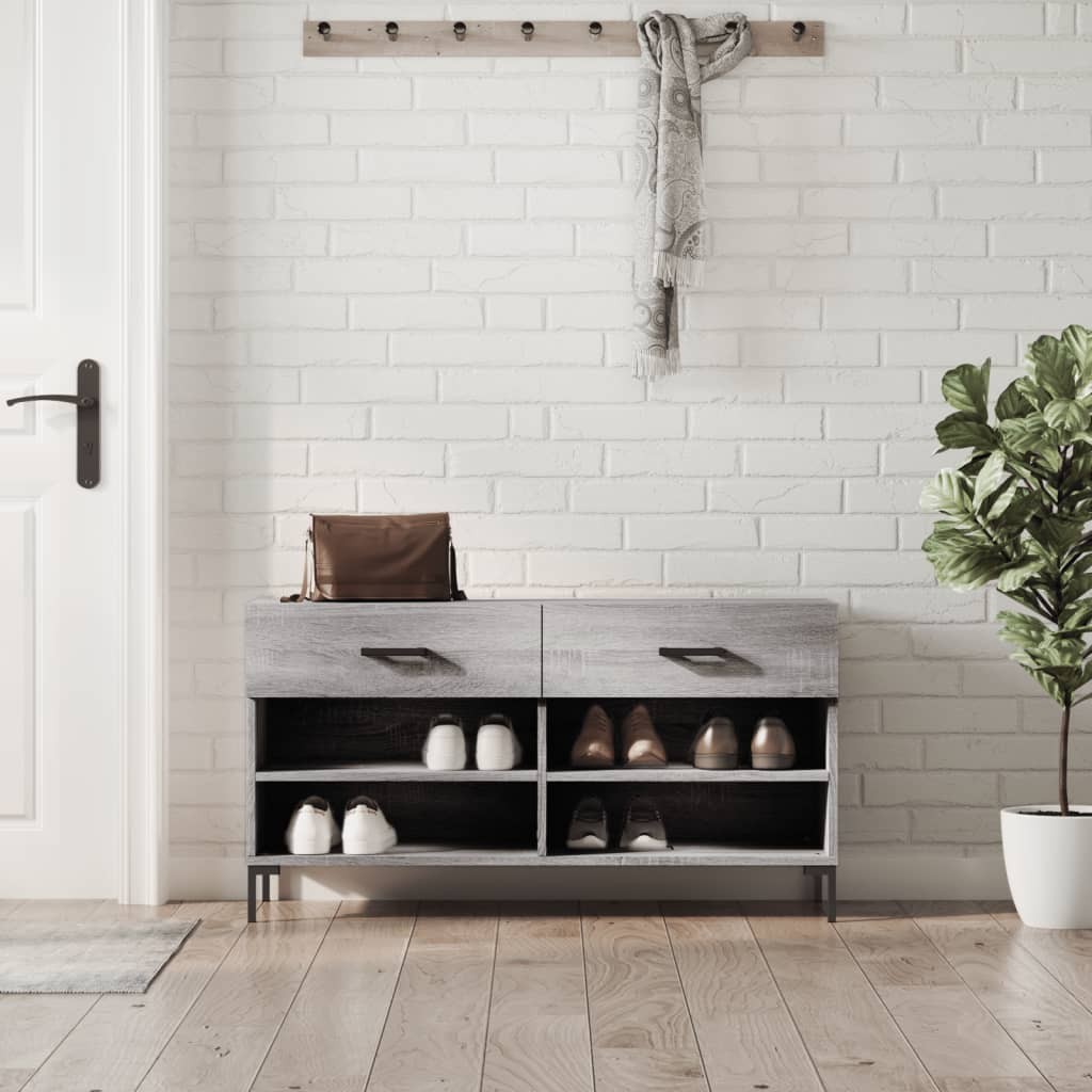 Panca Porta Scarpe Grigio Sonoma 102x35x55 cm Legno truciolato