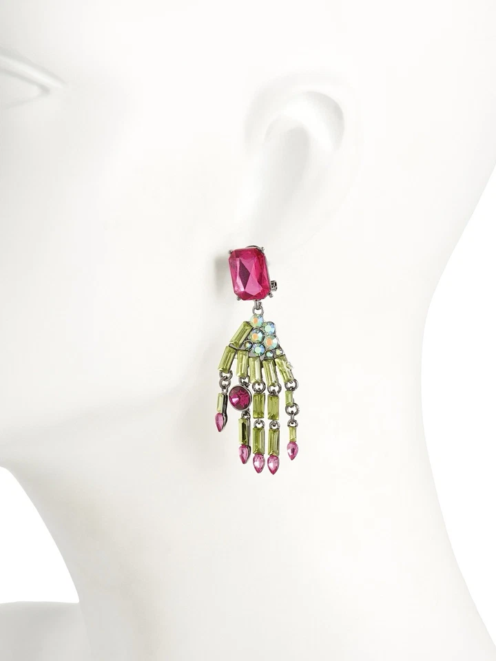 BETSEY JOHNSON богатый ведьма зеленый скелет капли серьги блестящий новый и подлинный - Изображение 3 из 4