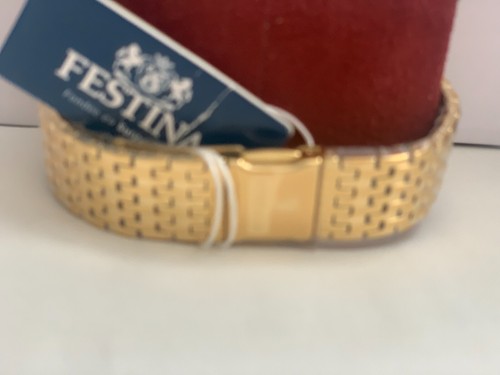 BRAND NEW FESTINA F20020/1 Gents Gold Tone Stainless Steel Date Sapphire Glass - Picture 10 of 11