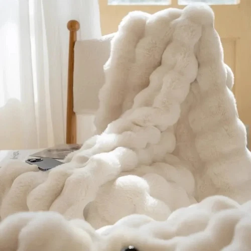Faux Rabbit Fur Throw Blanket Luxury Plush Reversible Blanket Home Decoration US - Picture 4 of 30