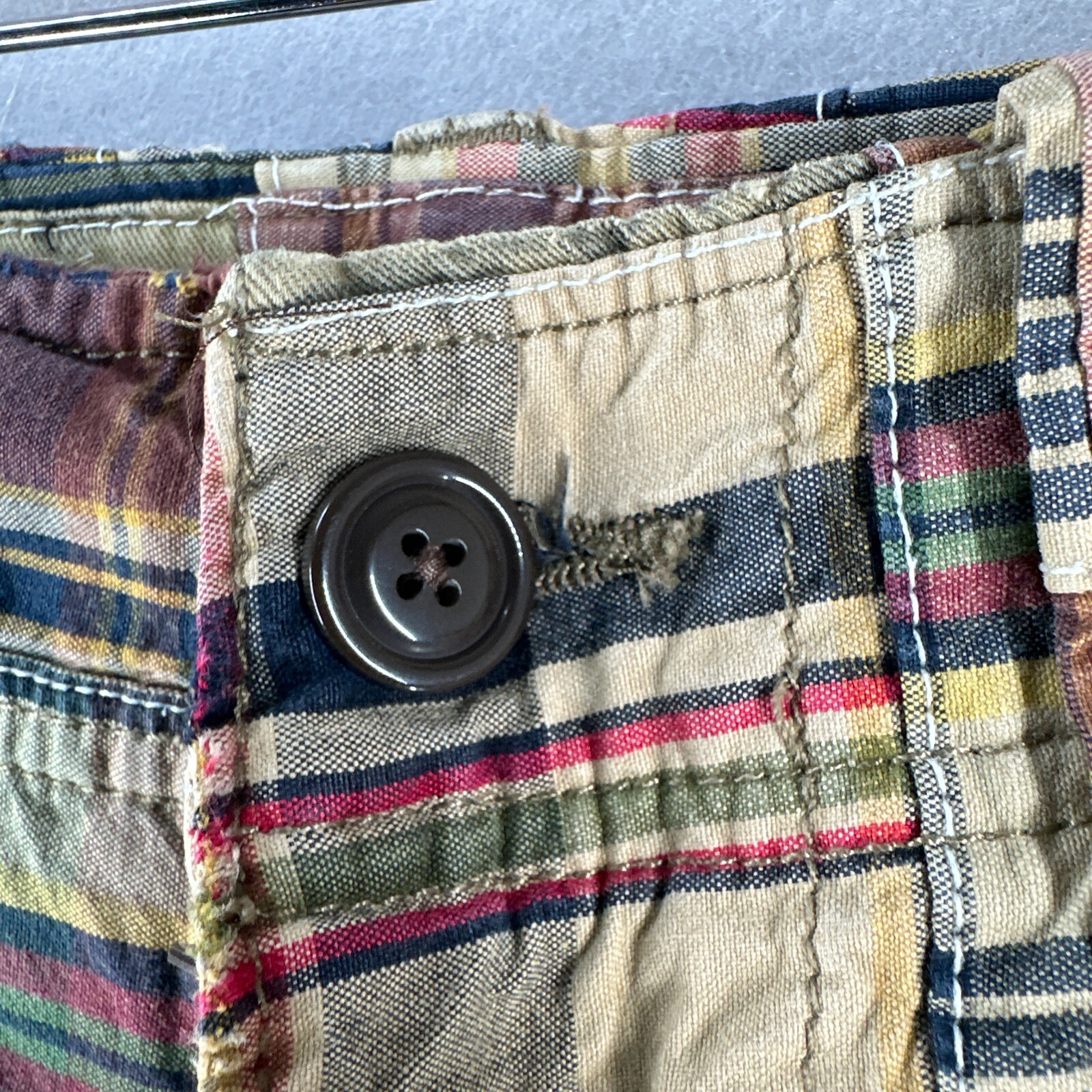 American Eagle Mens Patchwork Shorts 33 Green Lon… - image 2