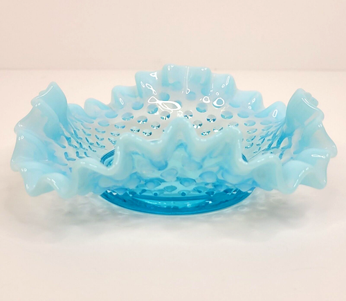 Juego de 3 piezas de plato y crueta vintage Fenton Bon con tapón de vidrio Hobnail azul - Imagen 7 de 22
