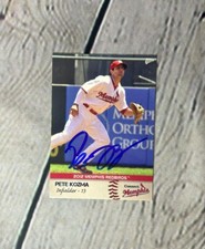 Pete Kozma 2012 Multi Ad Memphis Redbirds Signed Auto Team Set Card #9