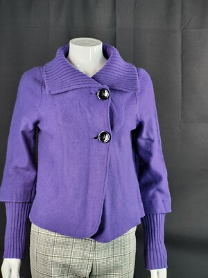 Gerry Weber Purple Collared 2-Button Cardigan  EU 36 UK 10 Casual Work