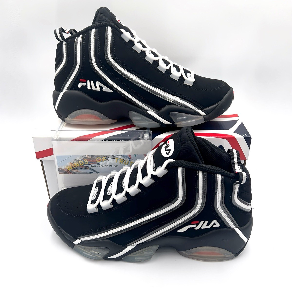 FILA Stack MSS23004 001 Black/ White/ Red Basketball Shoes