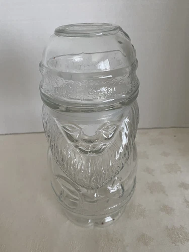 Vintage 2 Piece Glass Santa Candy jar with lid