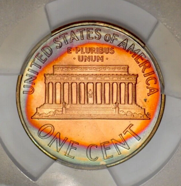 1966 SMS TONED Lincoln Memorial Cent PCGS SP67RB MS 67 RB Toning Coin 1C - Image 4 of 4