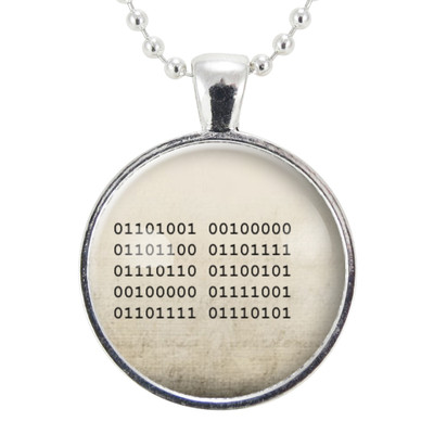 Binary Code I Love You Necklace, Romantic Nerd Gifts For Women, Cute Geek Gift I