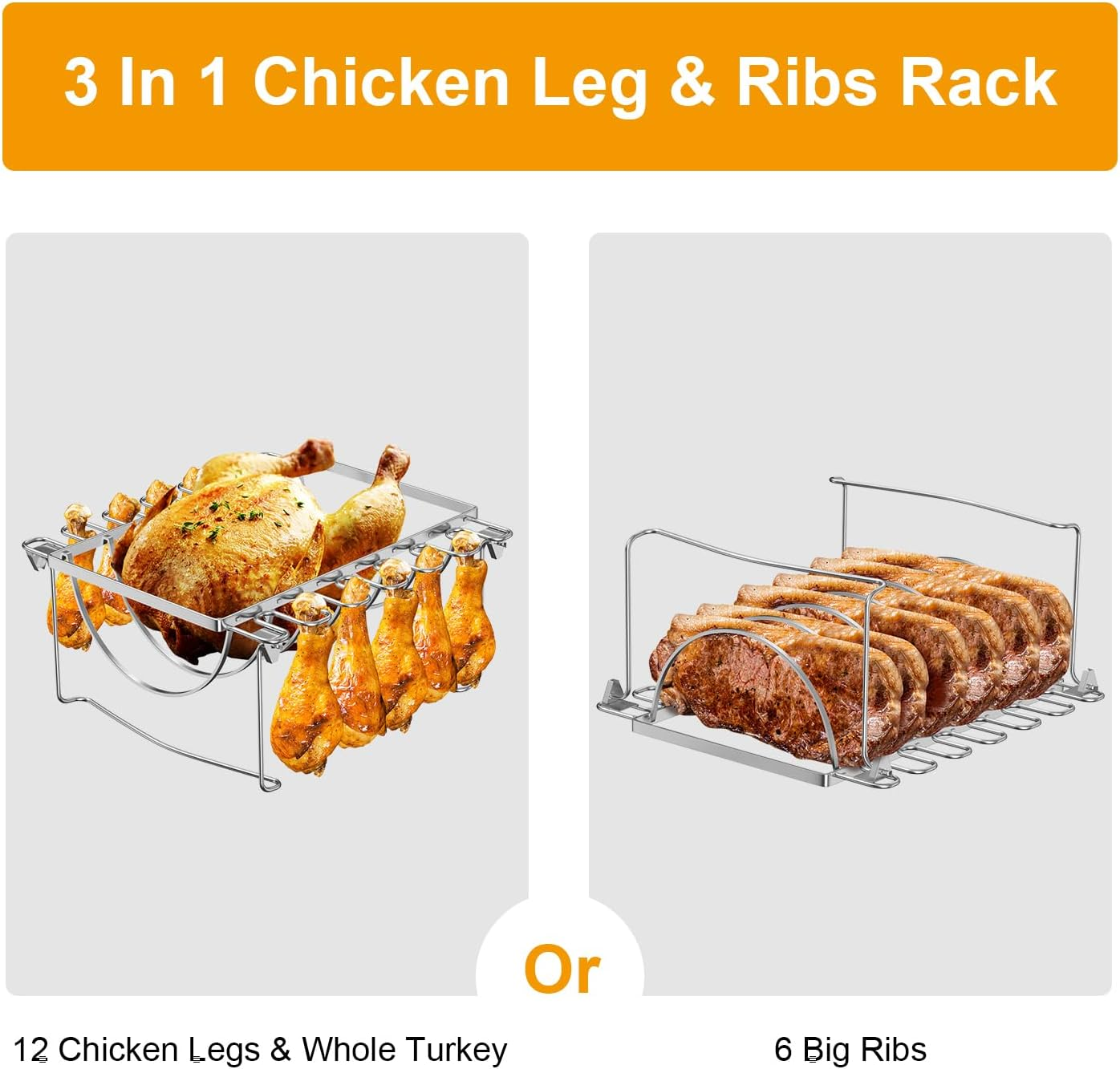 Rib Rack and Chicken Rack for Smoking and Grilling,Must Have Smoker ...