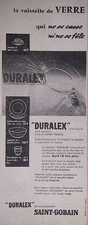 1956 DURALEX SAINT-GOBAIN GLASSWARE PRESS ADVERTISEMENT -ADVERTISING