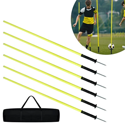 FROADP 6pcs Slalomstangen-Set Agilität 150cm/ 180cm Sprunghafte Fußball Traingsstangen