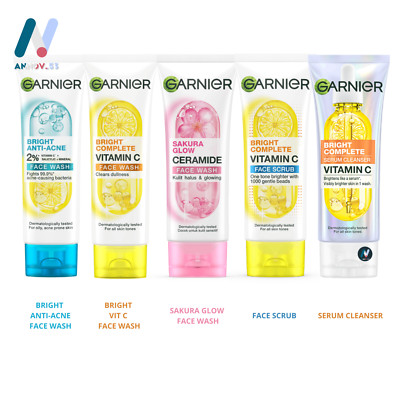GARNIER Glow 3in1 Vit C Acne Pore Dark Spot Face Wash Scrub Serum Cleanse Gently