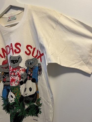 Garmeh Kangaroo Graphic Tshirt "Pandas Sux" Vintage 1980s Size Small Men’s - Picture 7 of 13