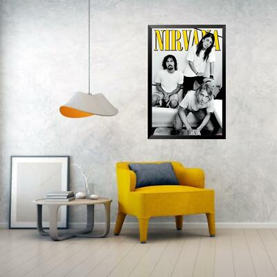 FRAMED Nirvana - Trio - Group Shot 34x22.25 Music Art Print Poster
