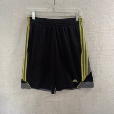 Adidas Youth Soccer Shorts Black Yellow XL Banded Pull On Stretch