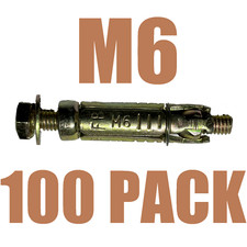 [ 100 PACK ]  M6 Hex Bolt Steel Expanding 4Segment Shield Anchor Fixing Concrete