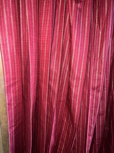 NEW CUSTOM ROBERT ALLEN PINCH PLEAT DRAPES~RED&GOLD STRIPE~64”LONG - Picture 2 of 5