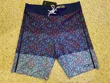 NEW Oakley "Pixel Stripes" Swim Boardshorts, Blue, Length 21, Waist 32 or 34