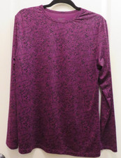 CHILL CHASERS CUDDL DUDS LONG SLEEVE PURPLE BLACK STRETCH TOP LAYERING SZ LARGE