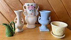 Vtg Lot of 5 Pottery Flower Vases Planter Haeger Shawnee USA Royal Copley Swan