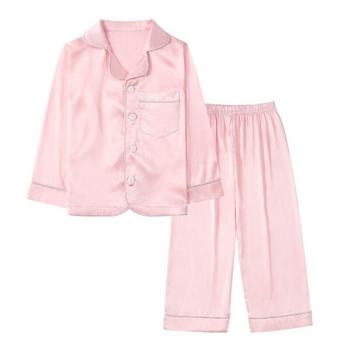 Pajama Set for Kids Baby Boy Girl Button-up Silk Pajama Sleepwear Nightwear PJms - Picture 24 of 33