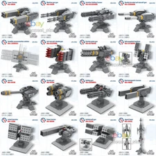 MOC Military Missile Rocket Gatlin Cannon Railgun Fort Turret Radar Base Set DIY