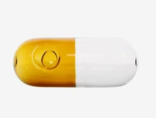 5.5" Amber Pill Shape Glass Hand Dry Pipe Tobacco Smoking Handmade Travel Size