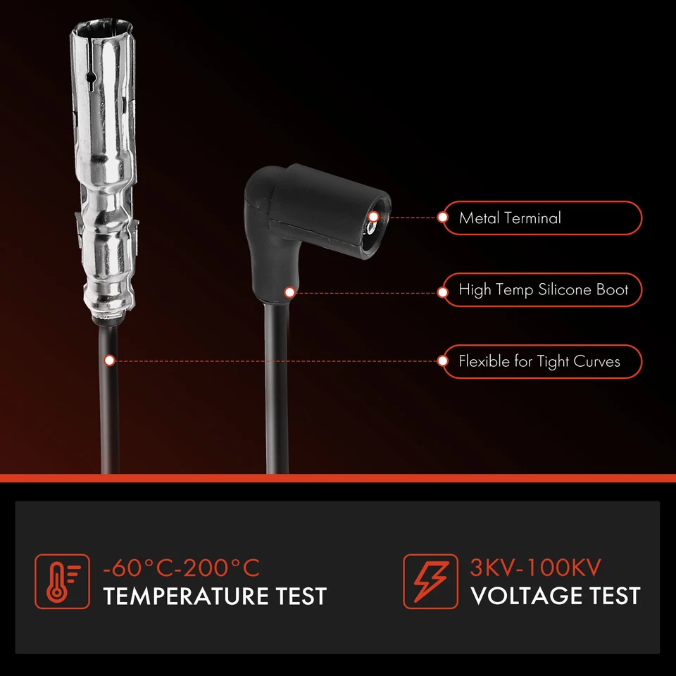 Juego de 4 cables de bujía para Volkswagen Golf 2001-2006 Beetle Jetta City L4 2,0 L Foto 4 de 4