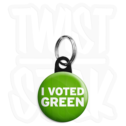I Voted Green - 25mm Party Political Keyring Button Badge with Zip Pull Option - Photo 4/5