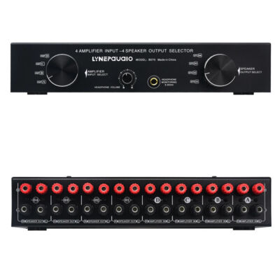 4-IN 4-OUT Amplifier Speaker Switcher Selector w/ 6.35mm Jack LINEPAUDIO