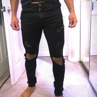 black trashed skinny jeans