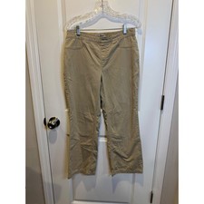 LL Bean Womens Classic Fit Straight Leg Elastic Waist Tan Chino Pants 6 PET