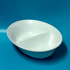 Williams Sonoma Divided Oval Serving Dish - White Grande Cuisine Vegetable Bowl