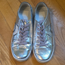 Dolce Vita Women's Silver Low Top Lace-Up Sneakers Size 8.5