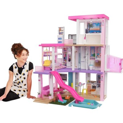 Dollhouse Plastic 43in Playhouse with Elevator Light Settings Play Areas