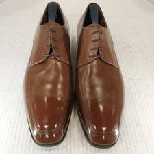SANTONI men's shoes 9 D (M) brown (VG/EX Condition) leather Derby made in Italy.