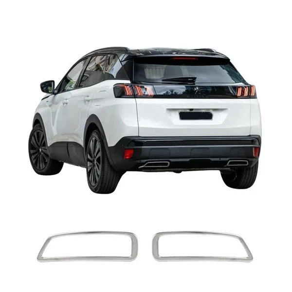 Marco deflector de escape cromo acero inoxidable para Peugeot 3008 SUV 2016+ 2 piezas Foto 2 de 4