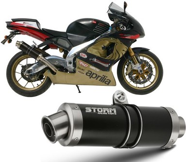 Storm by Mivv GP Black Stainless Exhaust for Aprilia Tuono Fighter 1000 2002 > 2005