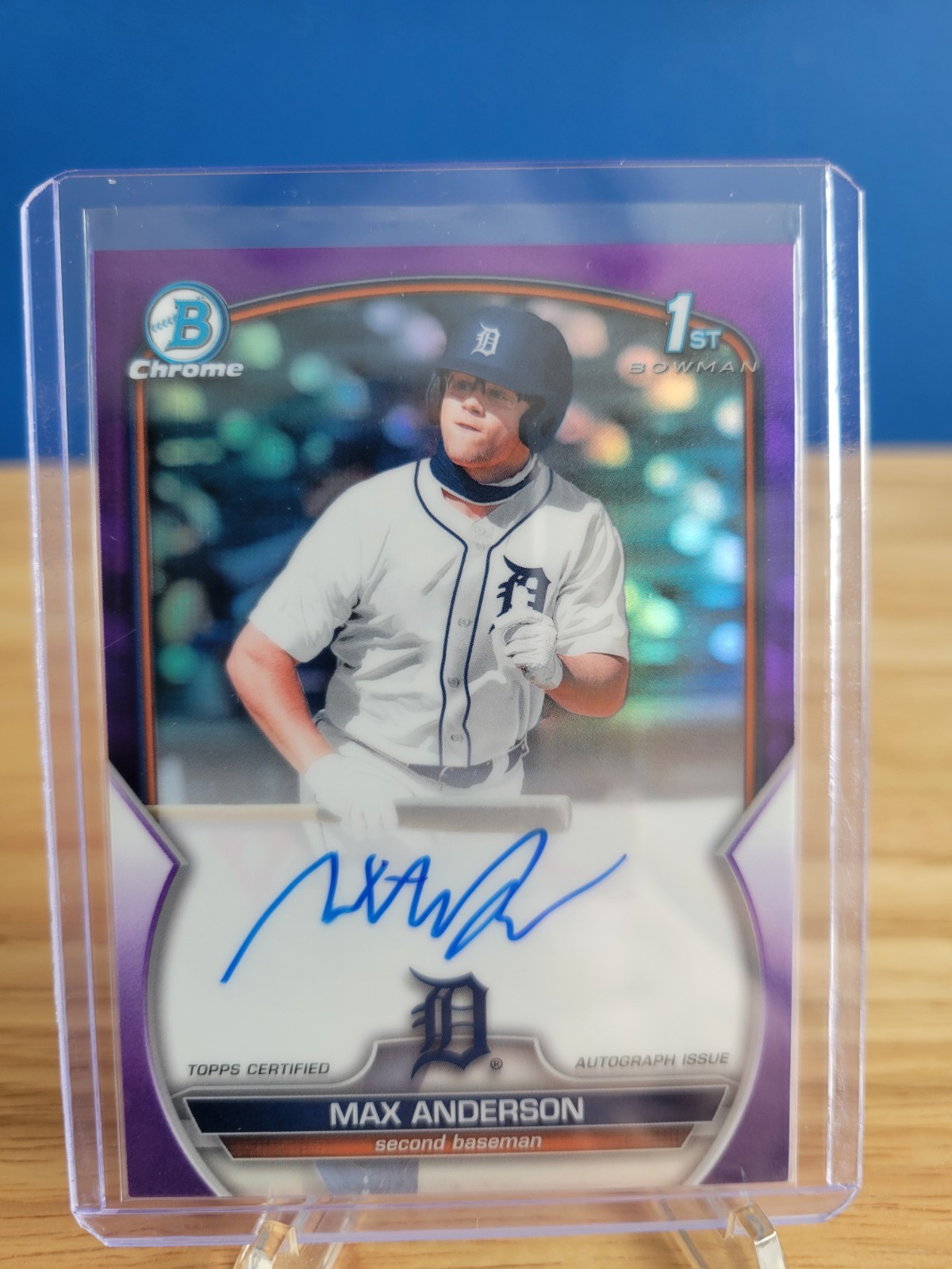 2023 Bowman Chrome Max Anderson 1st Purple Refractor Auto 018/250 Detroit Tigers