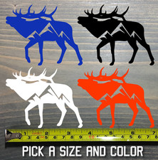 Elk Sticker Decal Mountain Hunting Bowhunting Antlers Bull Rifle Laptop Colorado