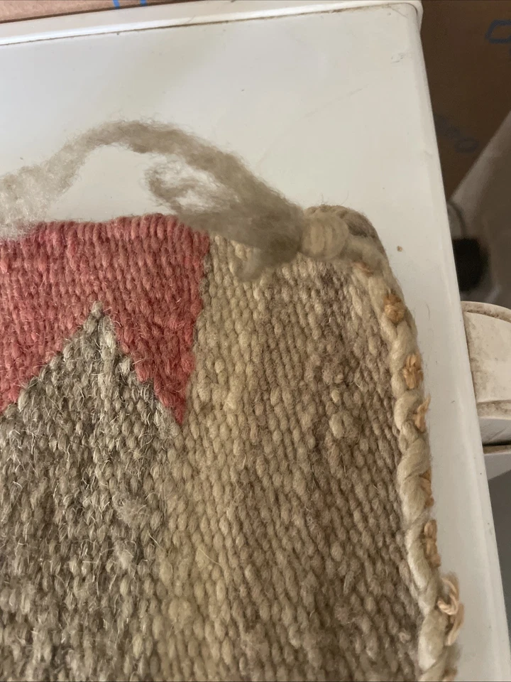 Arte de pared de lana tejido a mano Navajo Ganado Storm Dazzler años 30 40 19x20” ROJO NEGRO Foto 4 de 4