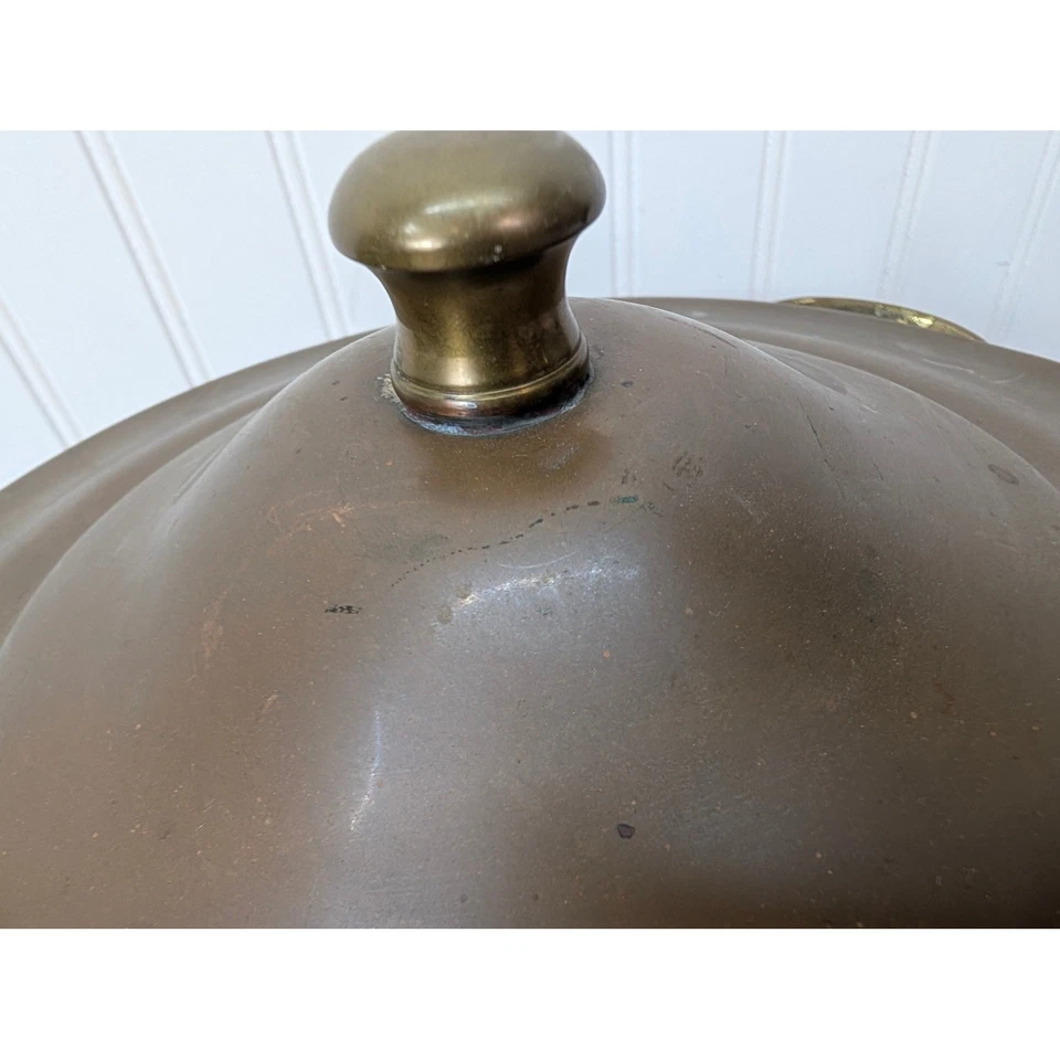 Cubo de hielo Cahmapage de latón medio con tapa e inserto olla sopera de cobre de colección 9" Foto 3 de 4