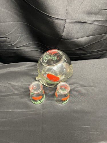 Vintage Tilted Glass Juice Pitcher Anchor Hocking Tomato With 2 Juice Glasses - Picture 7 of 7