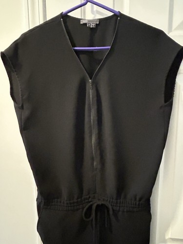 VINCE Women's Black Jumpsuit Size 2 Sleeveless Zip-Up Top Drawstring Waist