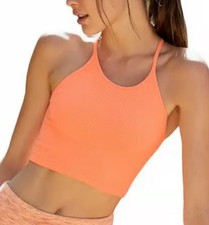 NWT Free People FP Movement Womens Peach Horizon Crop Run Tank Top M/L 8-12