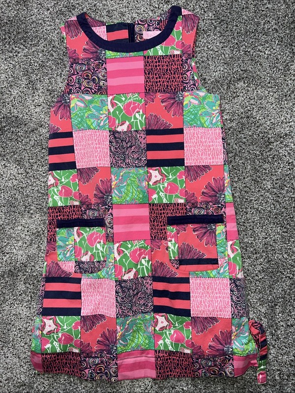 Vtg Girl Sz 10 Lilly Pulitzer Dress How About Them Apples Patchwork Shift Jumper