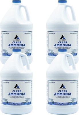 4 Pack 1 Gal Clear Ammonia Cleaning Solution Multi-Purpose Liquid 128oz Bottles